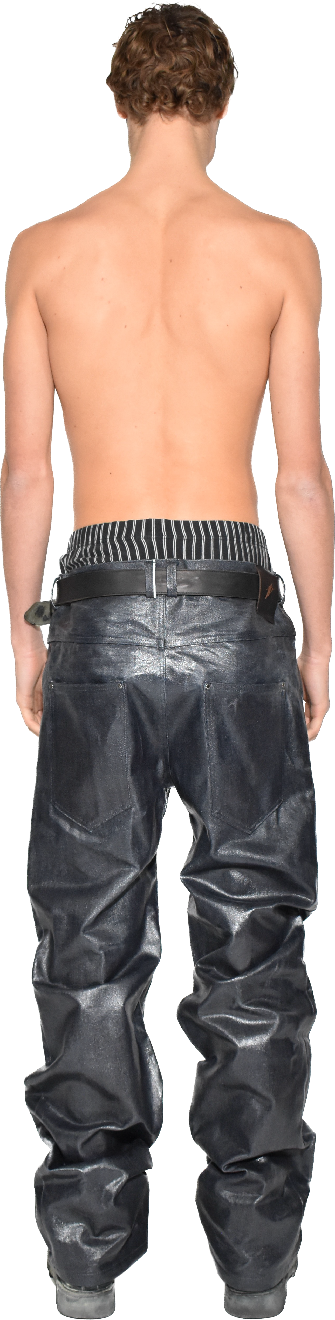 Coated straight lag denim blue