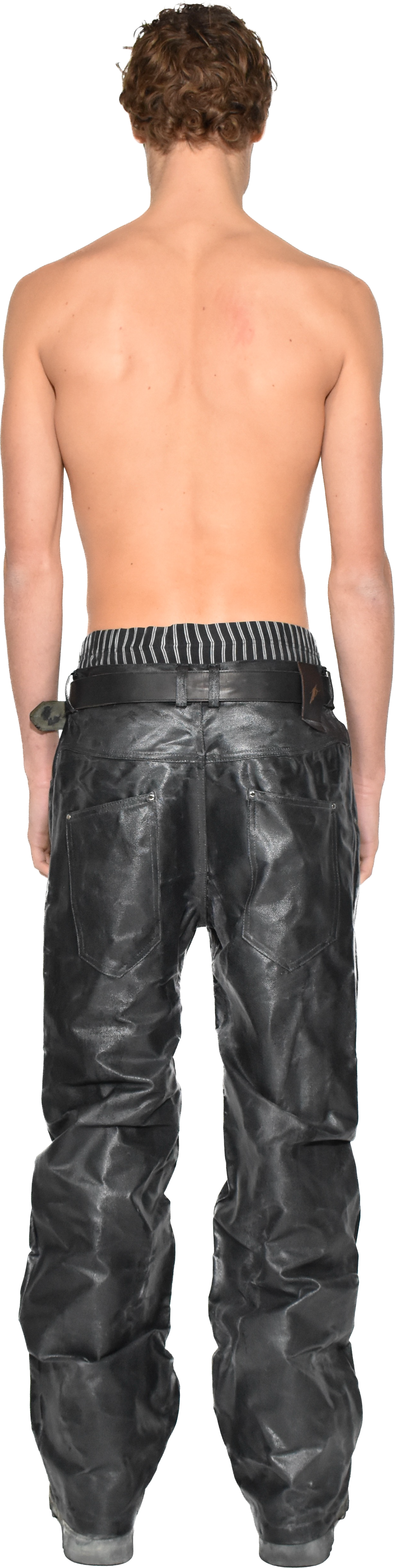 Coated straight lag denim