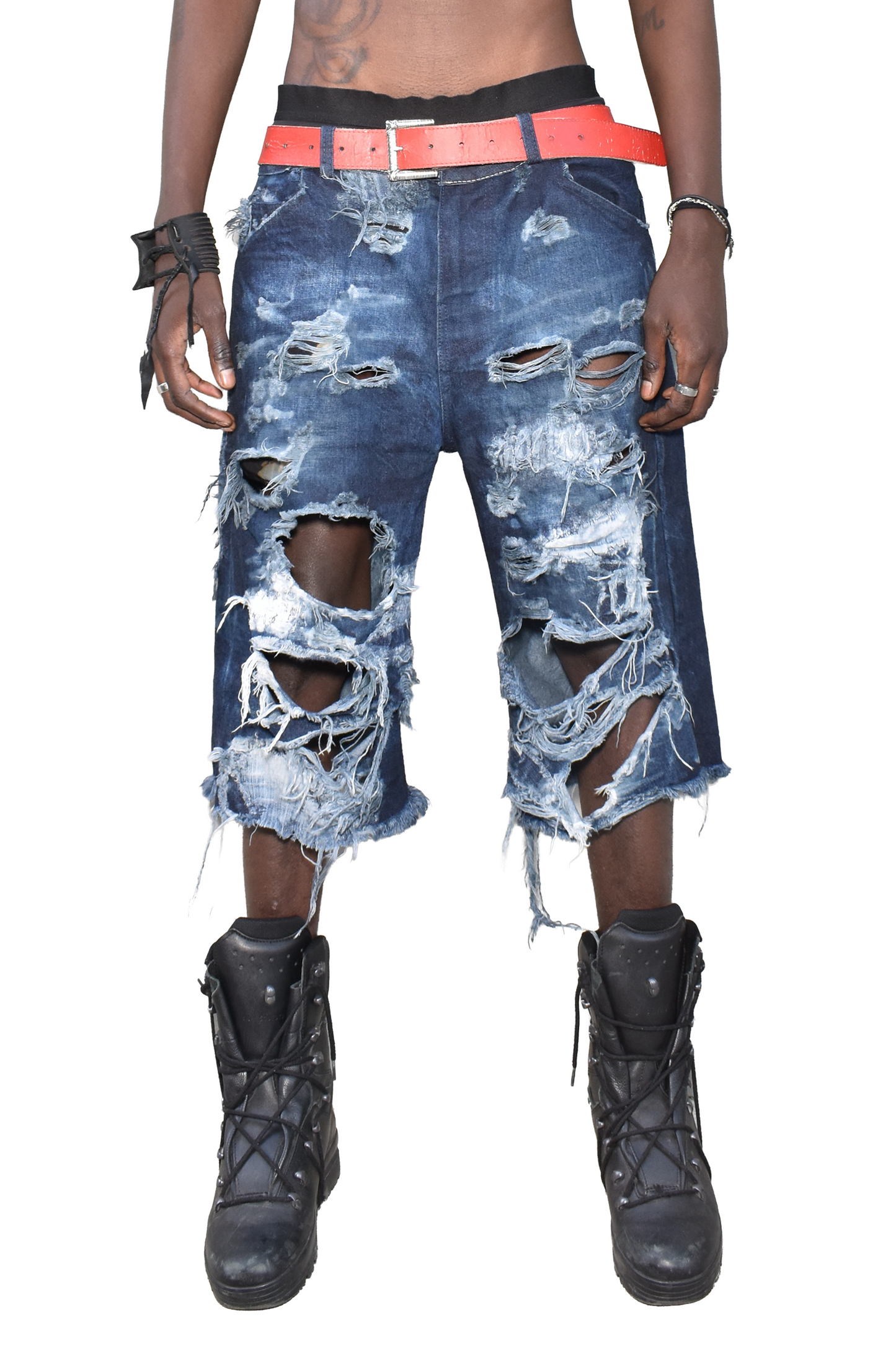 ripped faded selvedge shorts