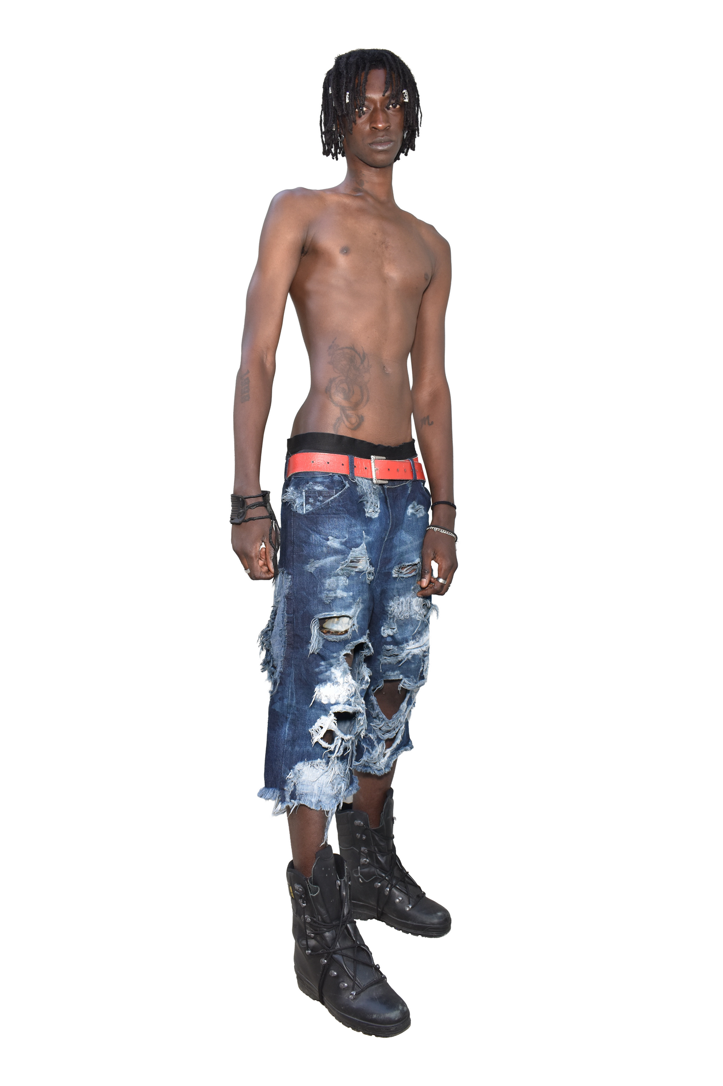 ripped faded selvedge shorts