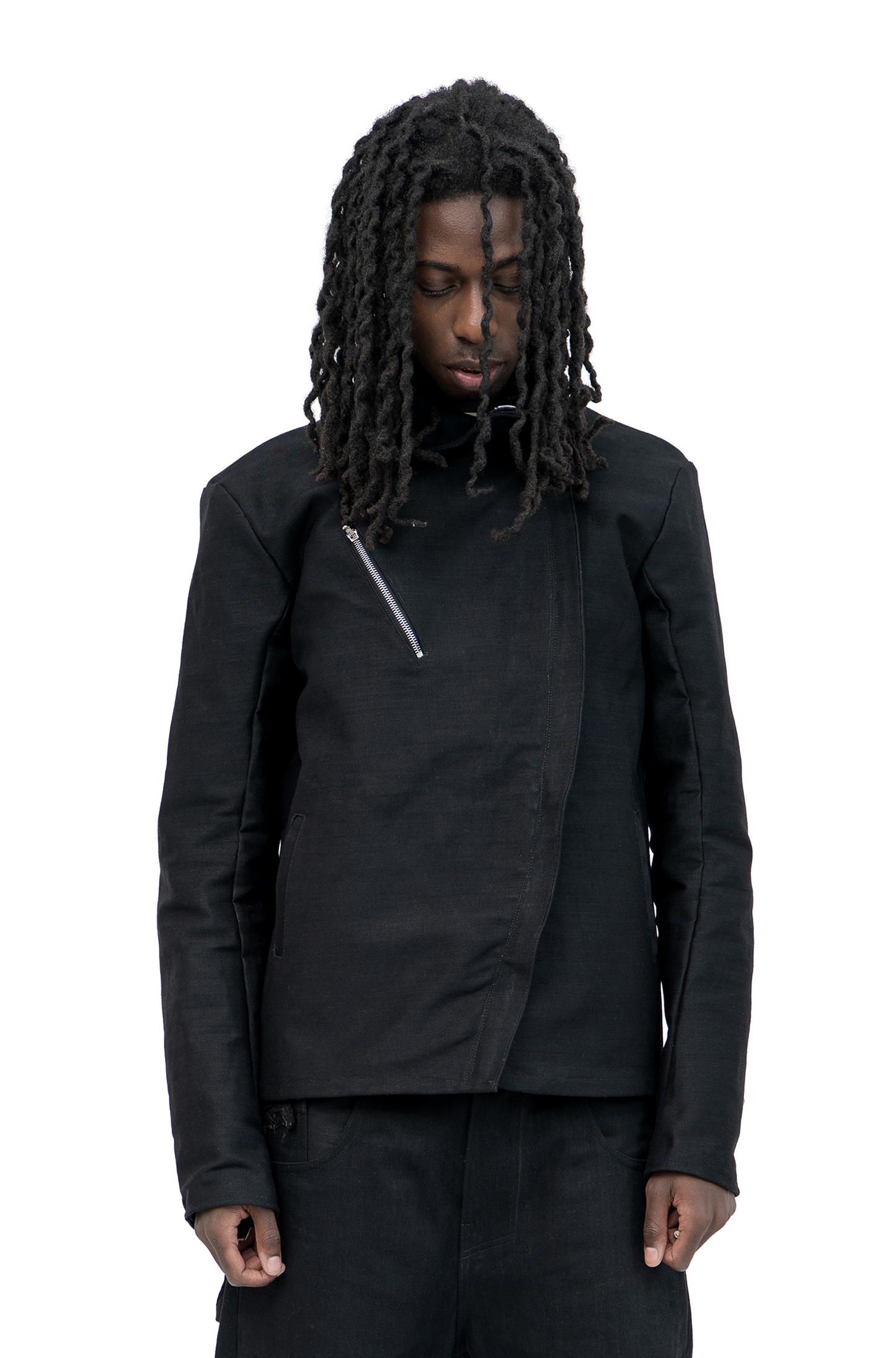 sideszip denim jacket black