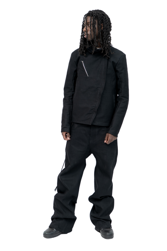 sideszip denim jacket black