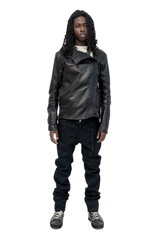 asymetrical leather jacket