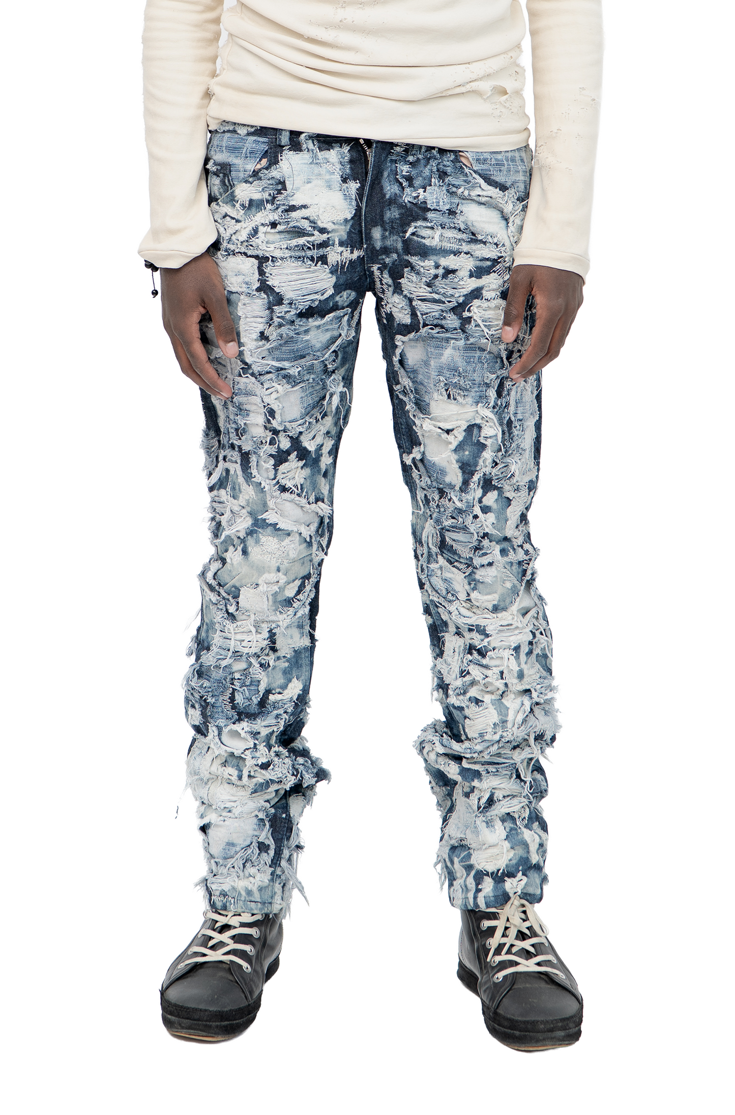 ripped blue denim
