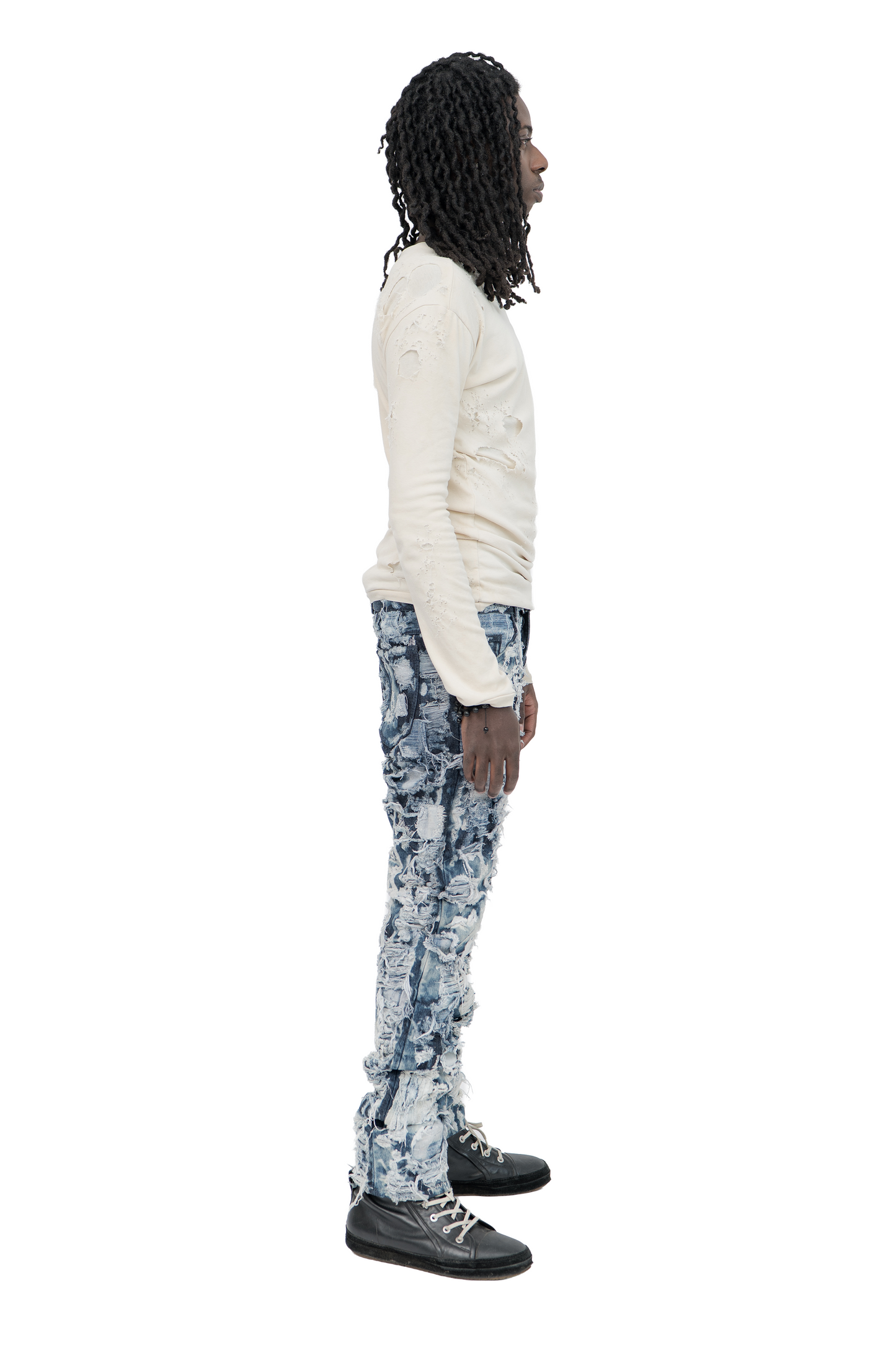 ripped blue denim