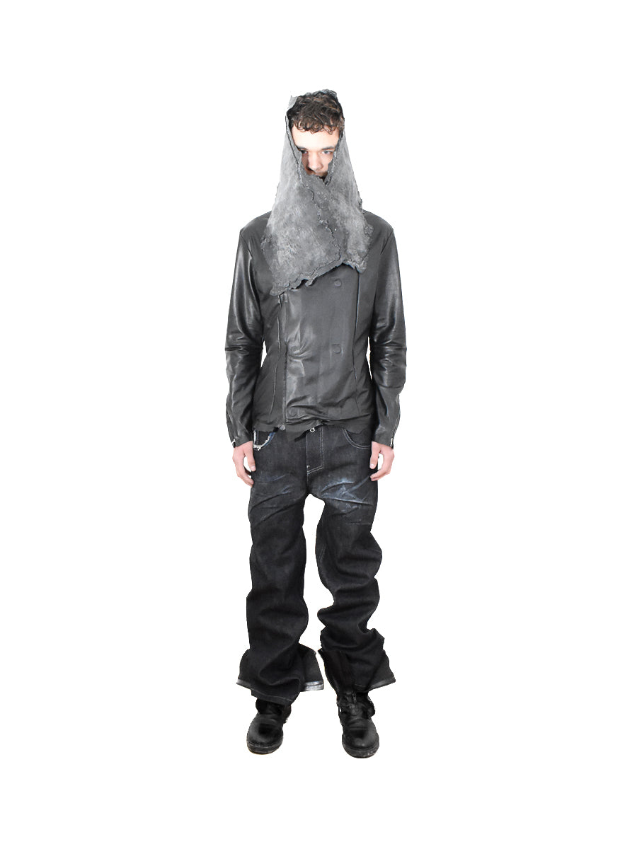 nappa leather-latex jacket