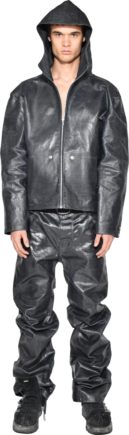 Coated selvedge denim jacket