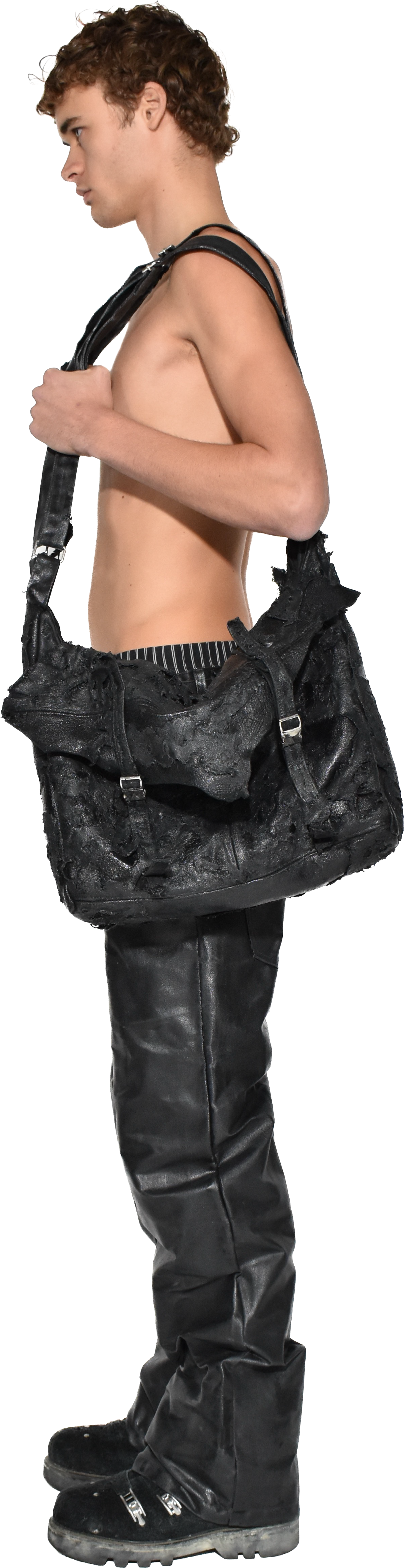 Denim-leather backpack