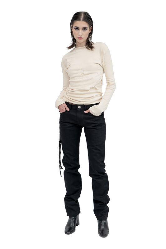 slim selvedge denim high crotch